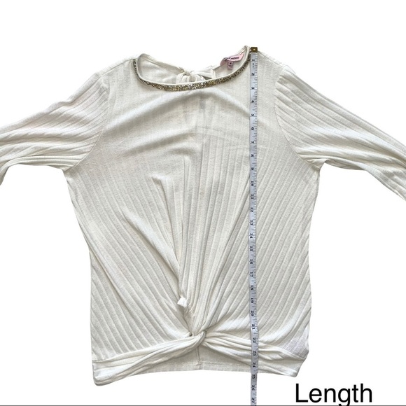Juicy Couture Y2K White Bling Neck Front Knot Pull On Lightweight Sweater Medium - Picture 13 of 15